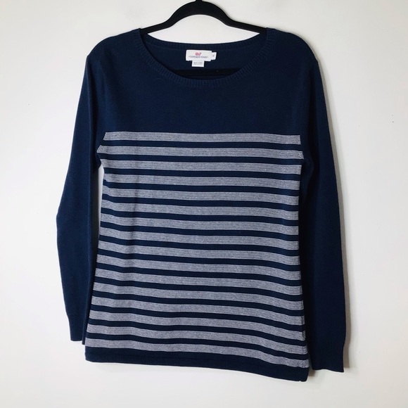 Vineyard vines pullover sweater women xs blue cotton stripe nautical sail - Picture 5 of 5